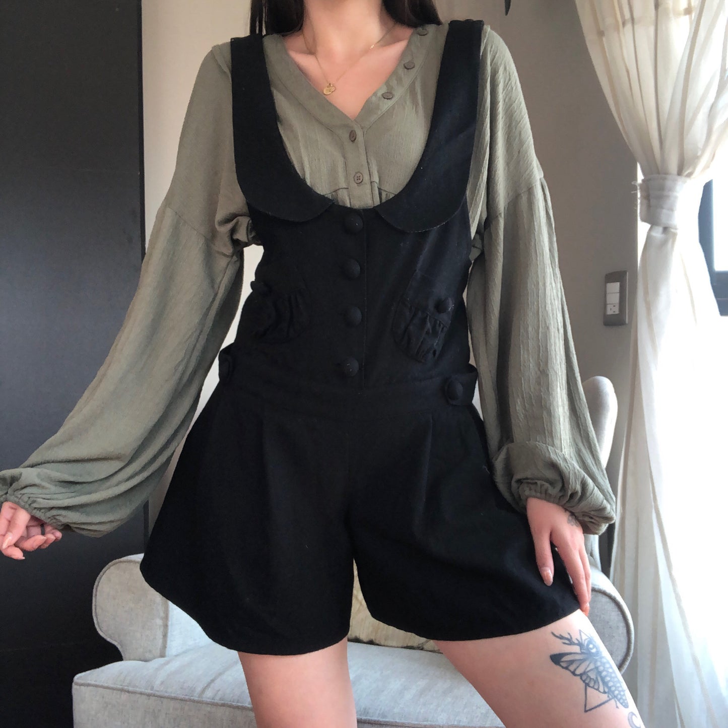 Jumper negro de lana 90s