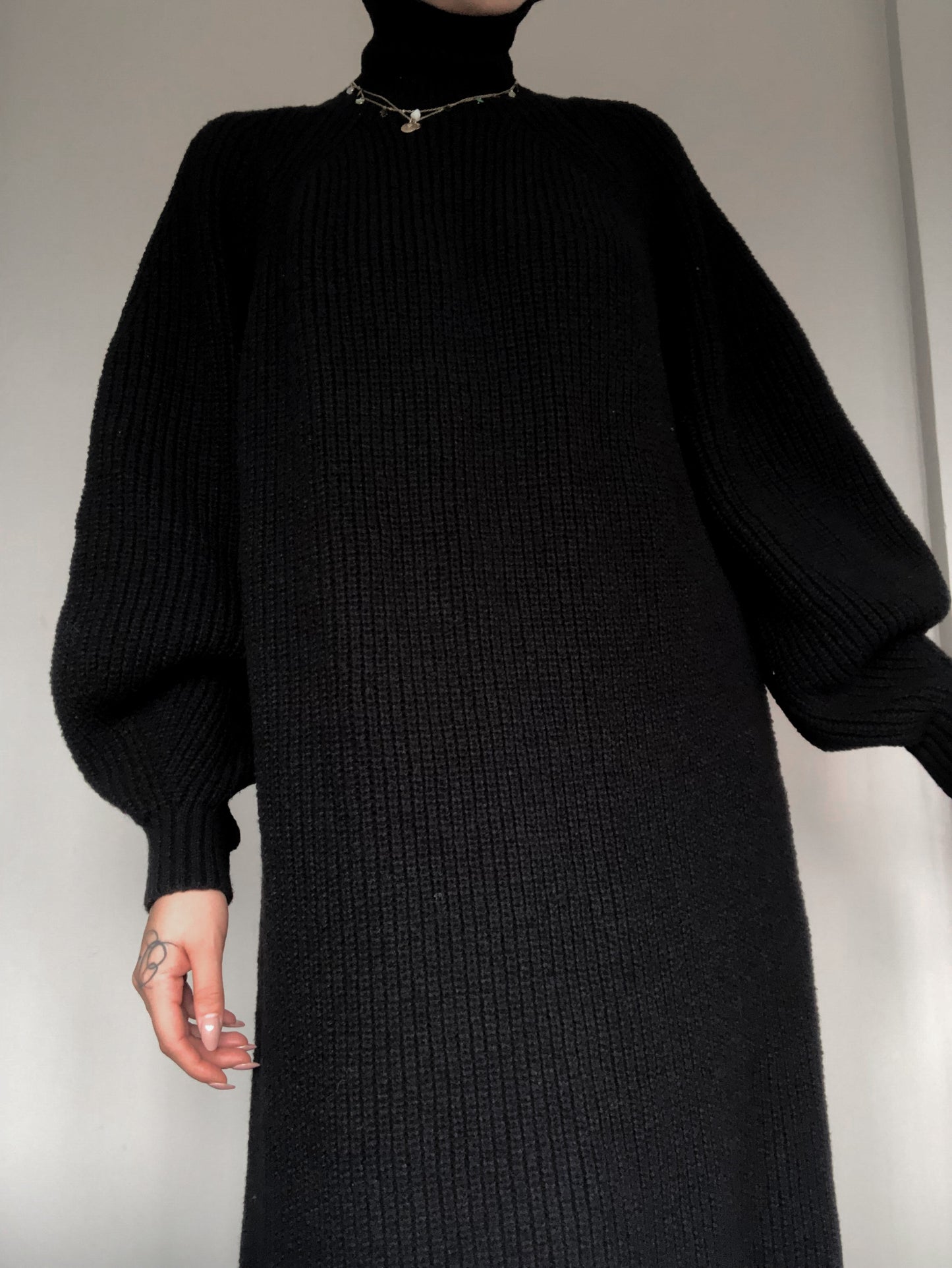 Vestido negro knit largo