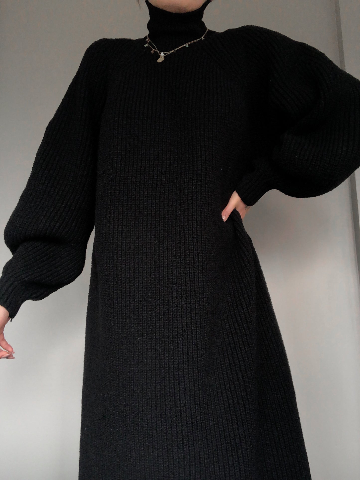 Vestido negro knit largo