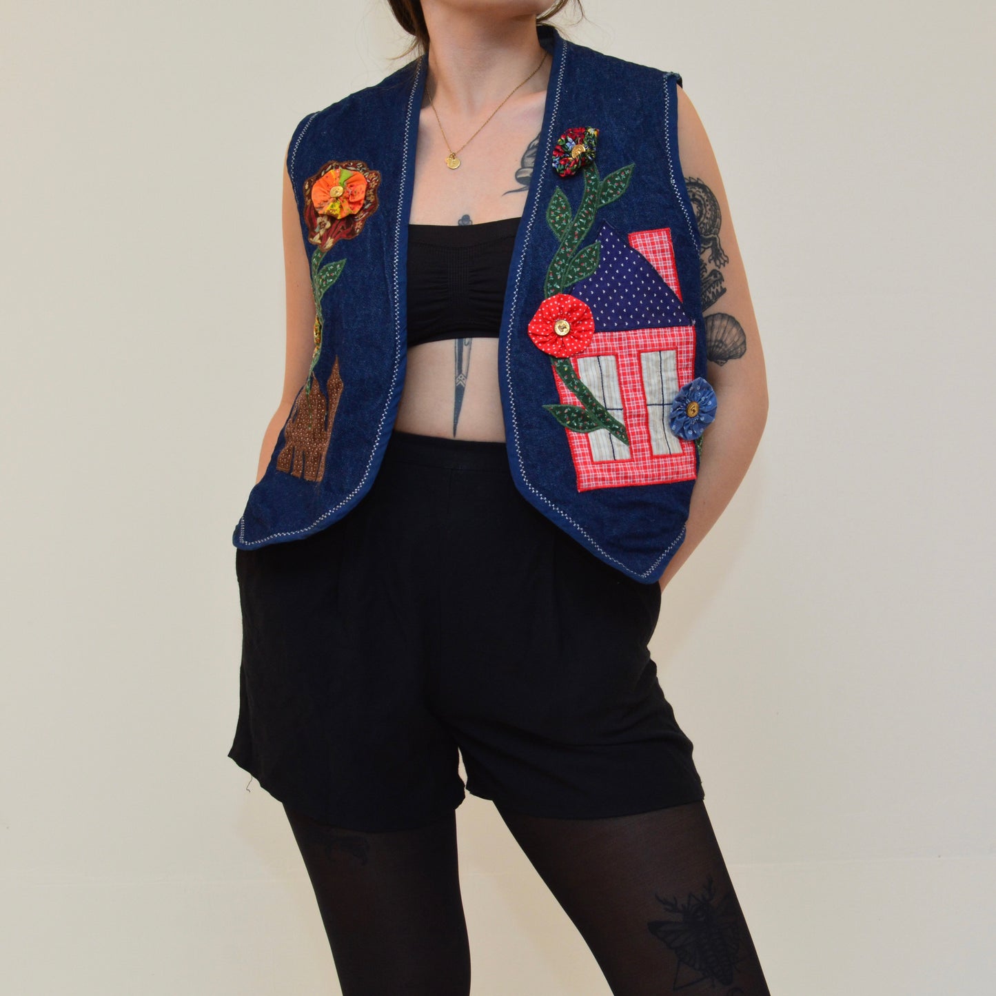 Chaleco vintage 80s bordado