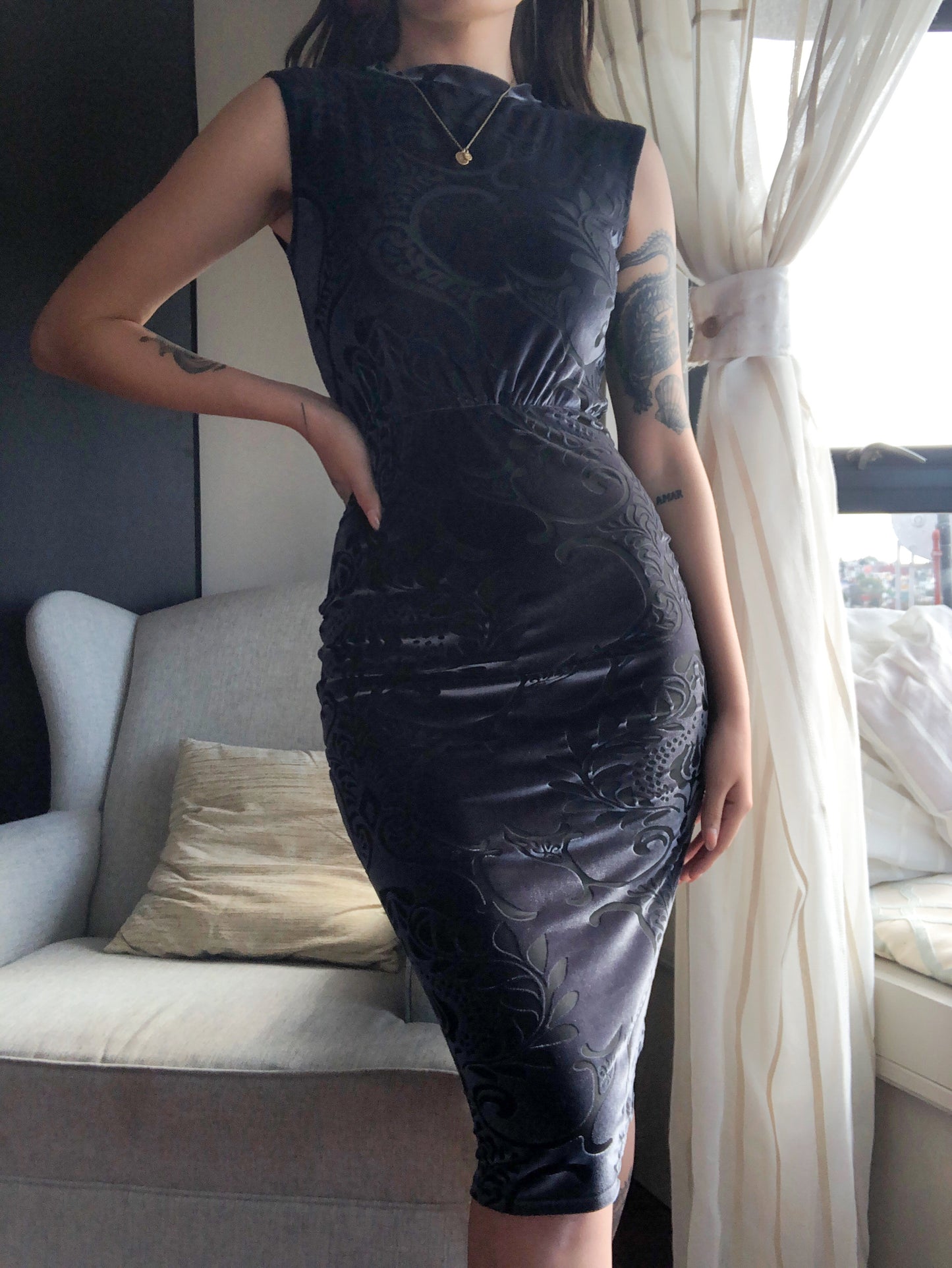 Vestido velvet texturizado