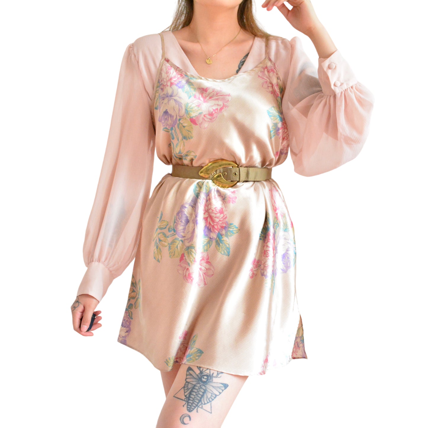Vestido satinado de flores