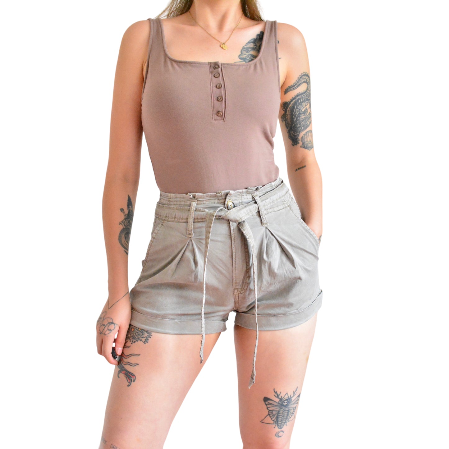 Bodysuit café de botones