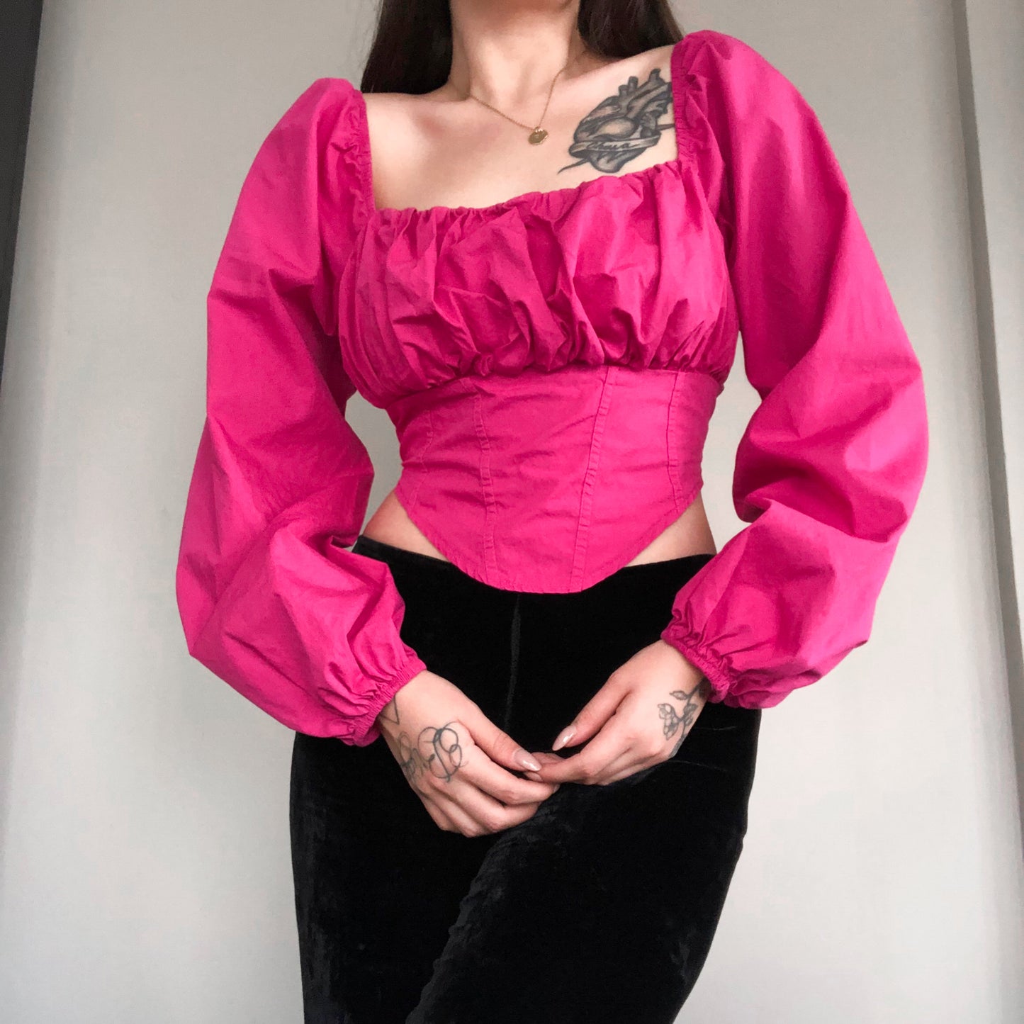 Blusa rosa mexicano corset