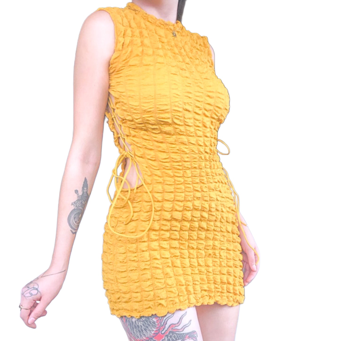 Vestido amarillo popcorn