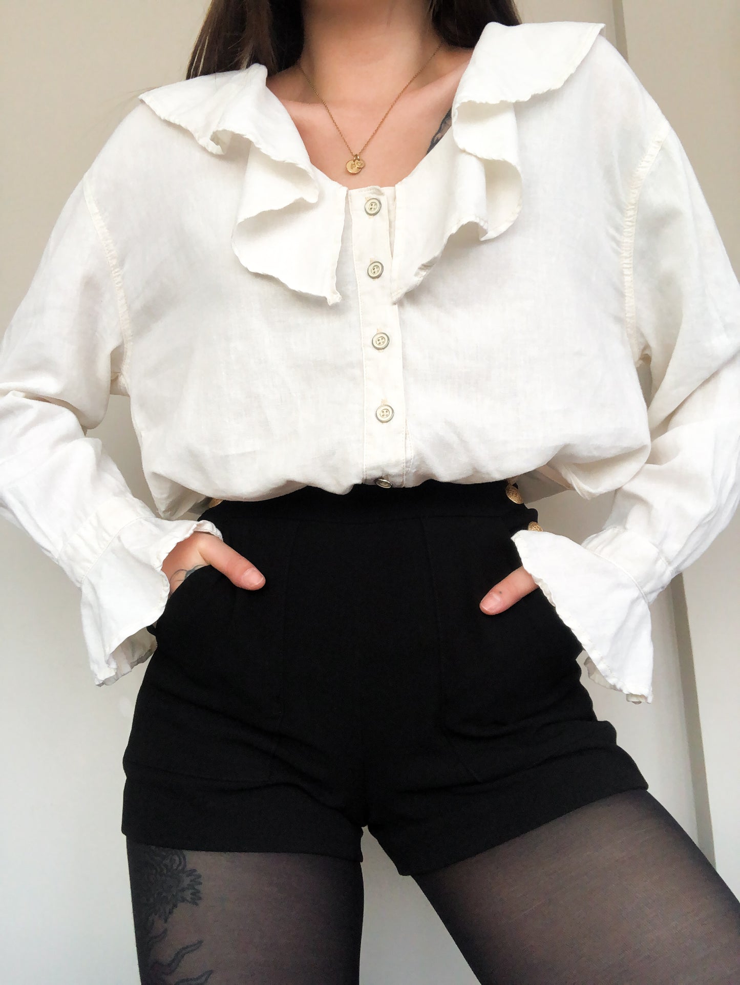 Blusa beige lino