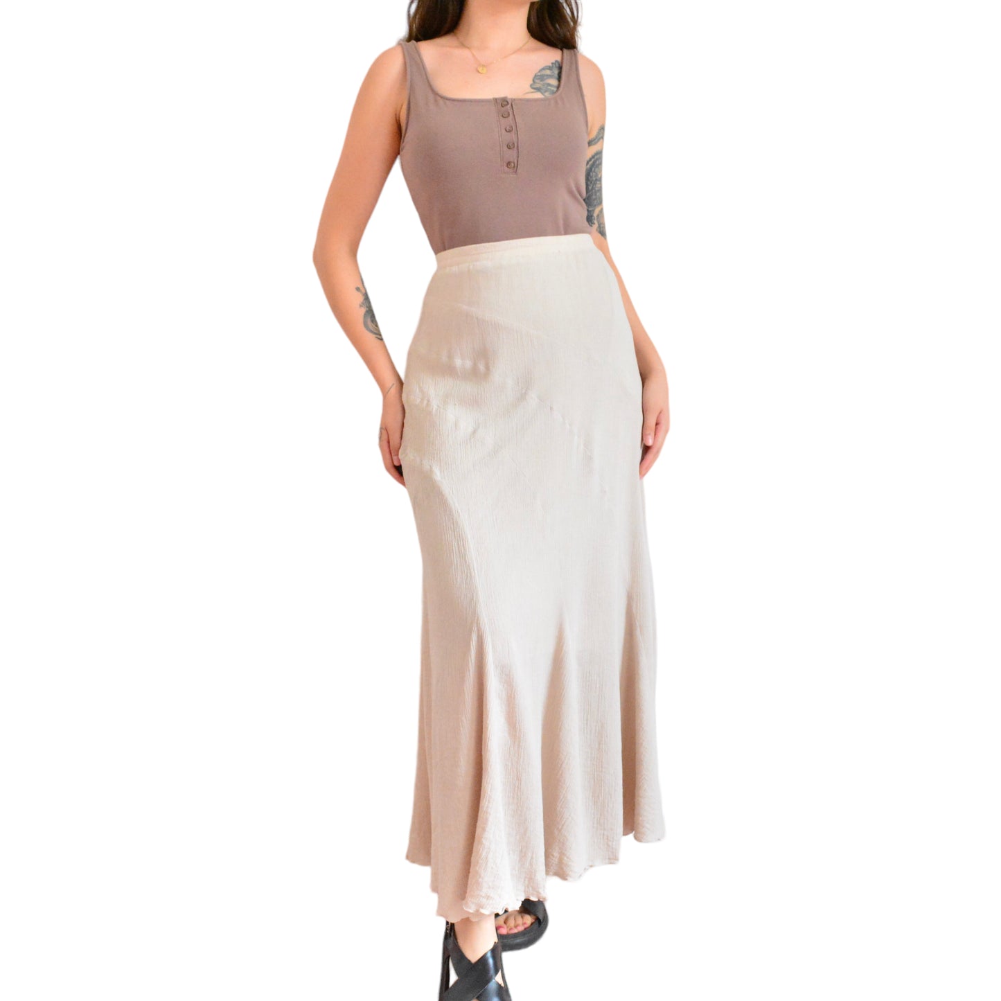 Falda larga beige