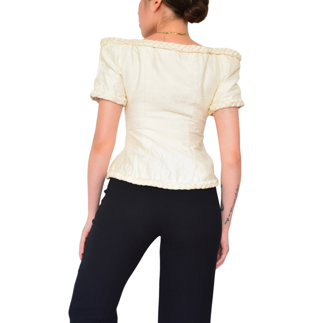 Blusa de seda champagne