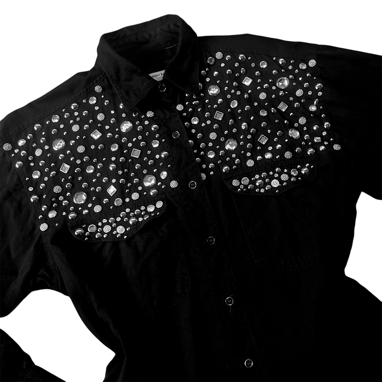 Camisa negra 80s con pedrería
