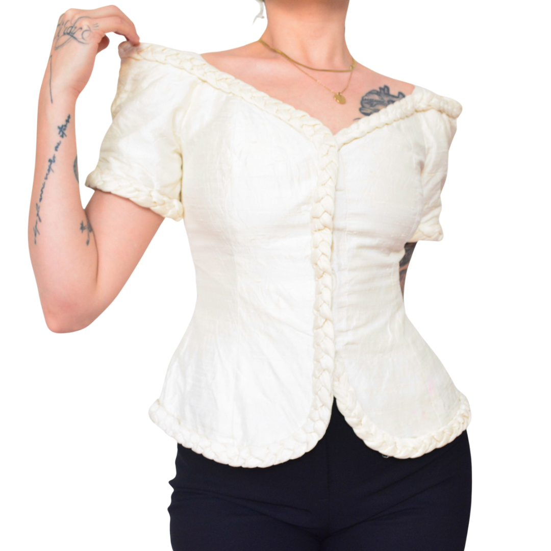 Blusa de seda champagne