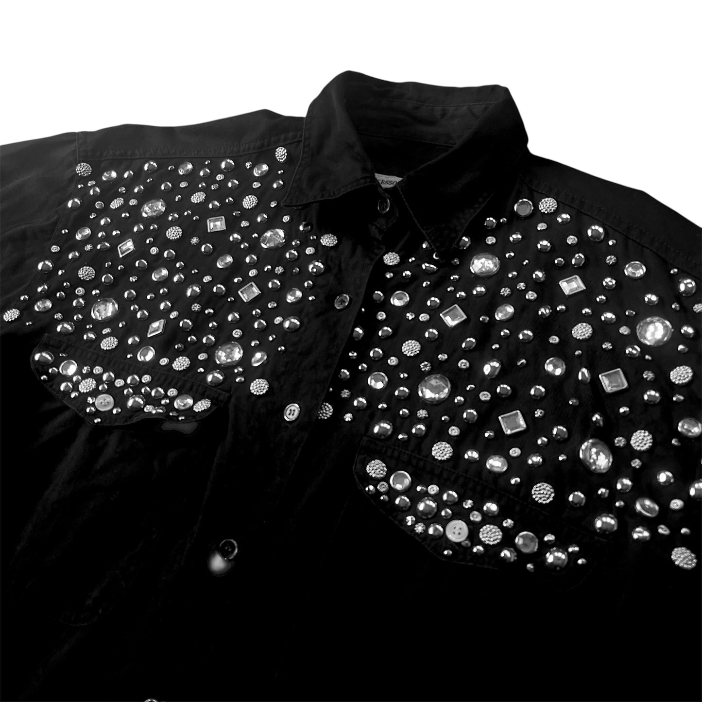 Camisa negra 80s con pedrería