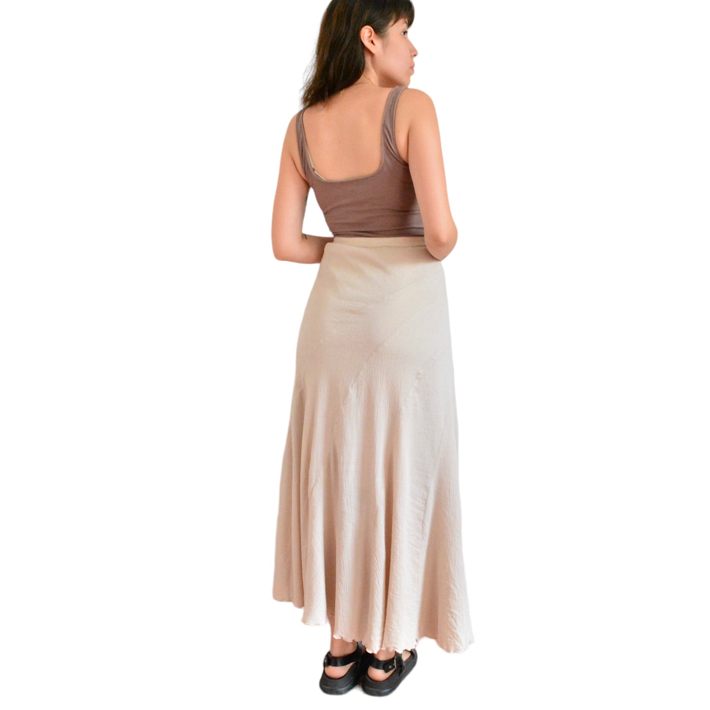Falda larga beige