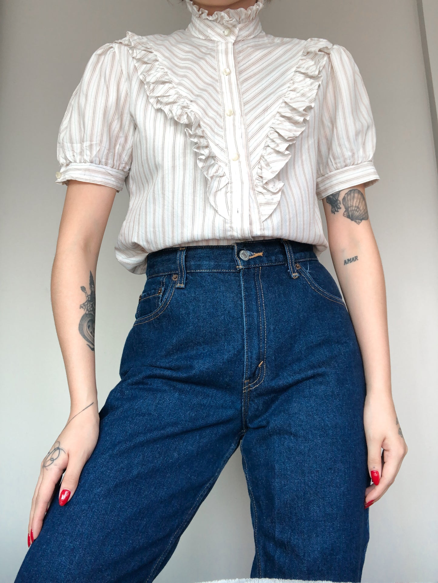 Blusa 80s vintage ruffles