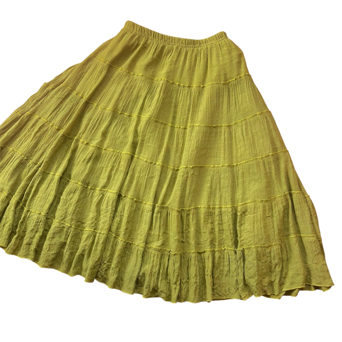 Falda verde larga escalonada