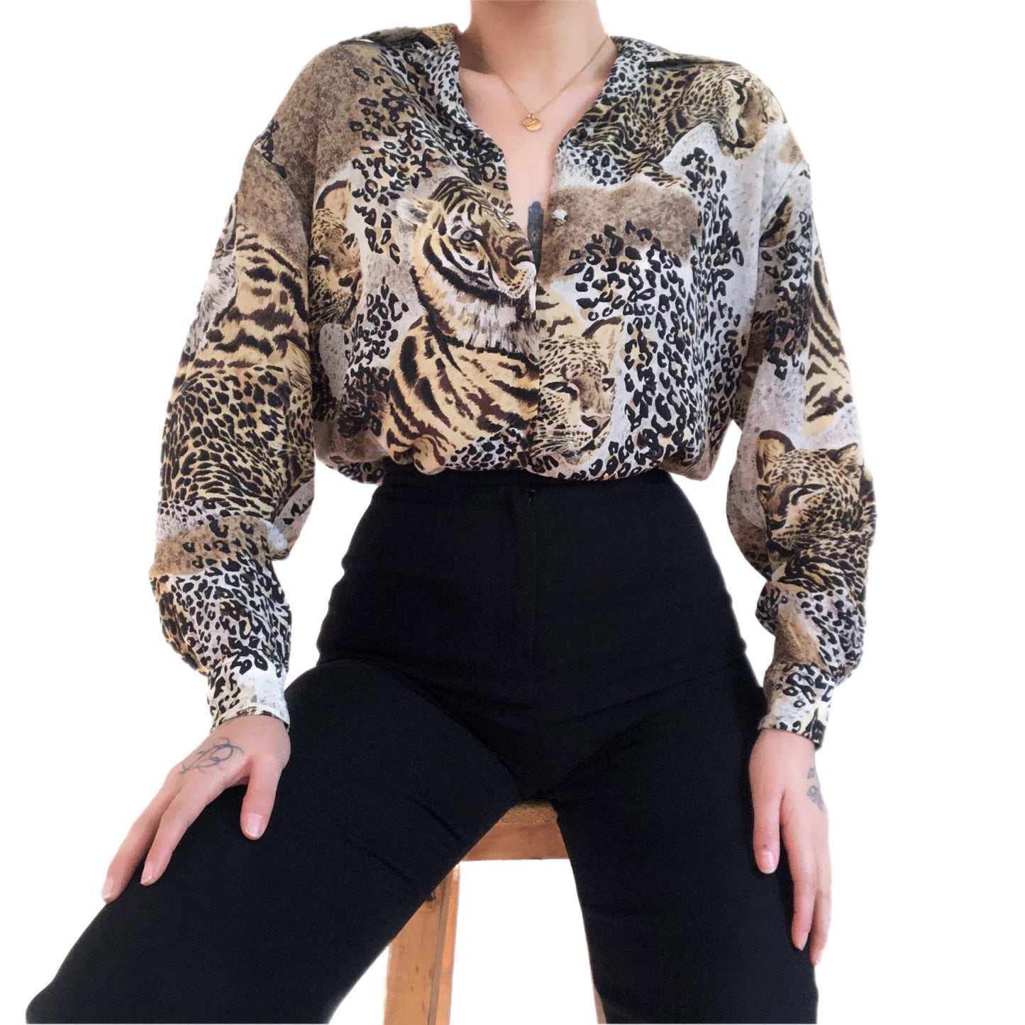 Blusa animal print de seda