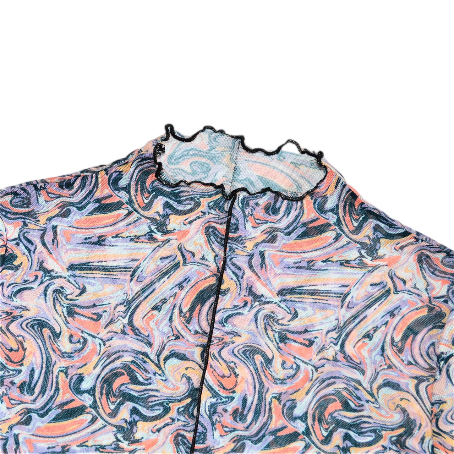 Blusa mesh con print abstracto