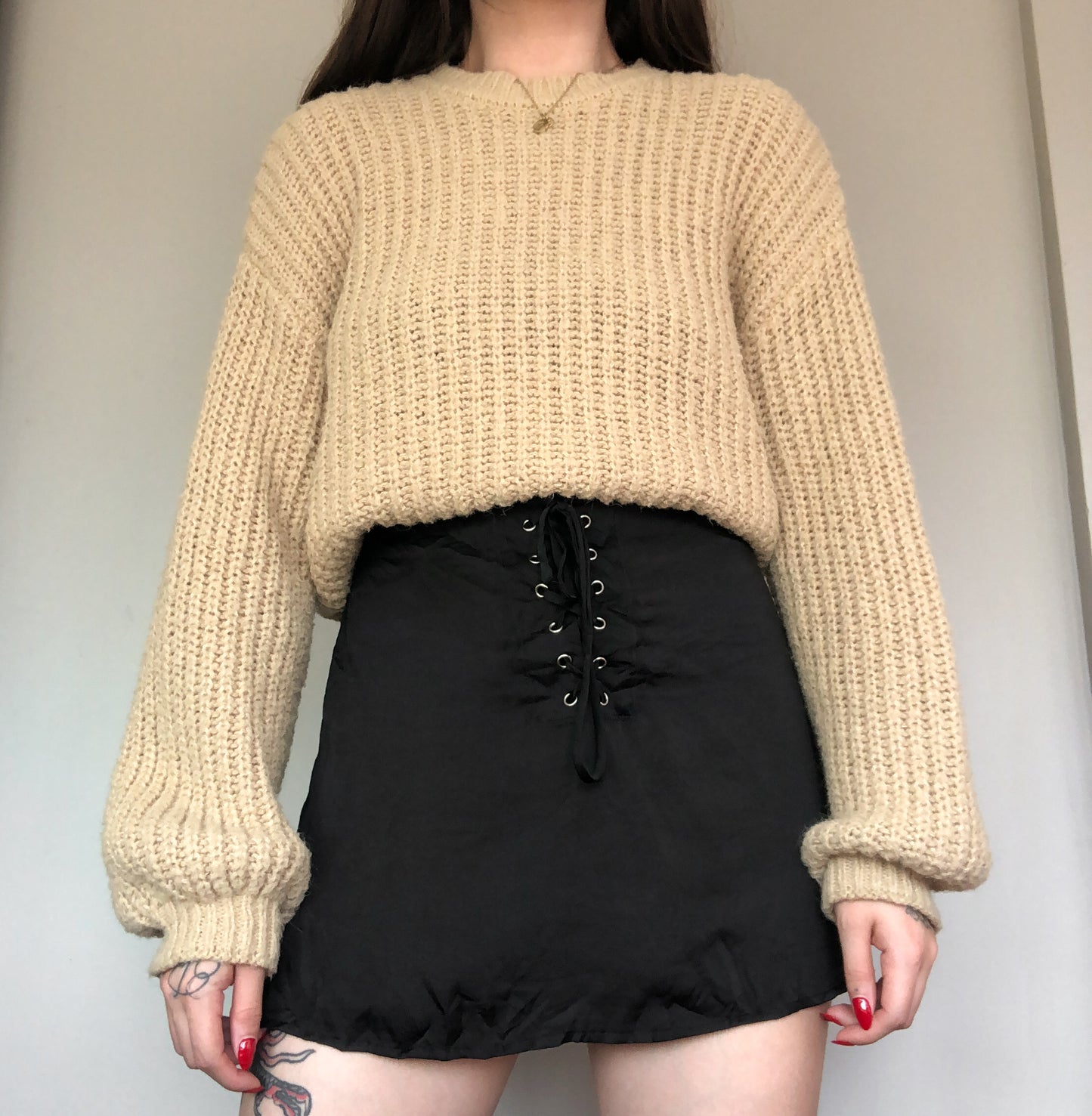 Suéter knit grueso beige vainilla