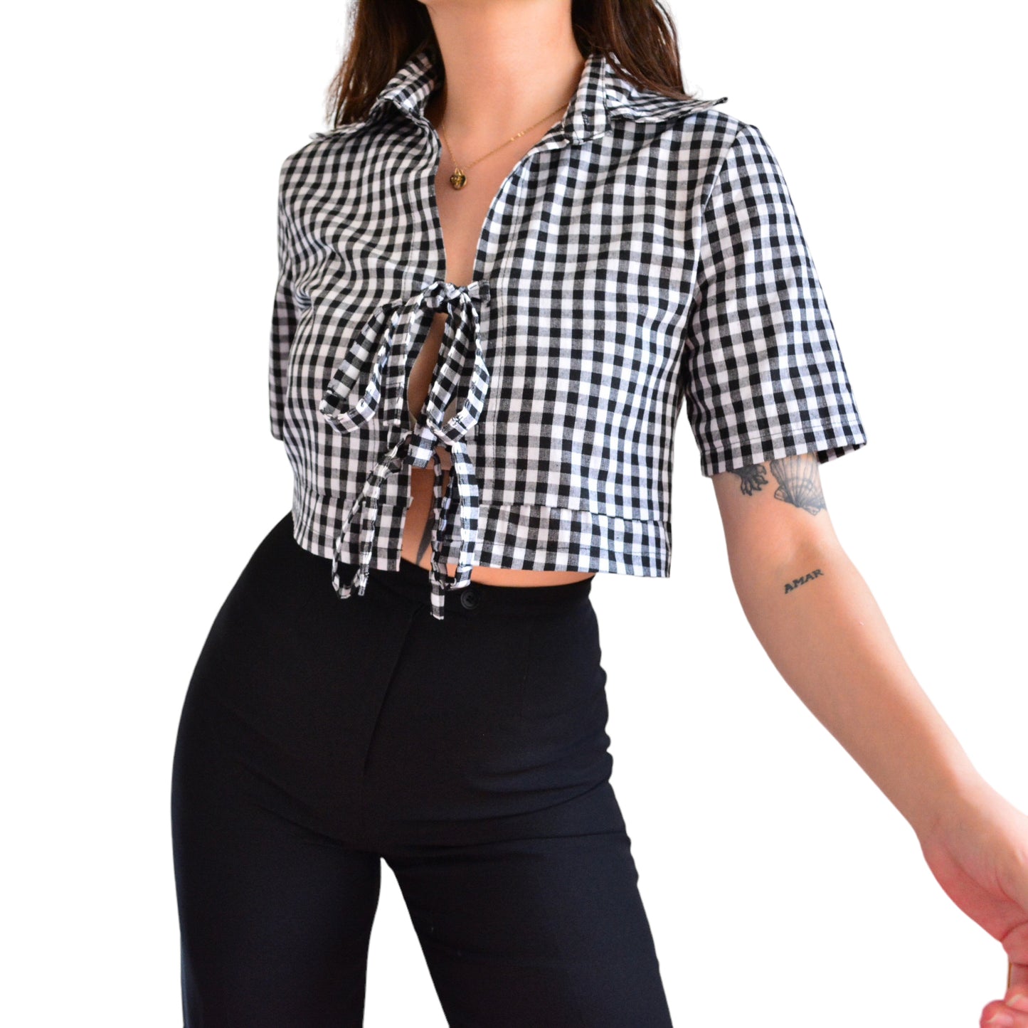 Blusa de cuadros upcycling