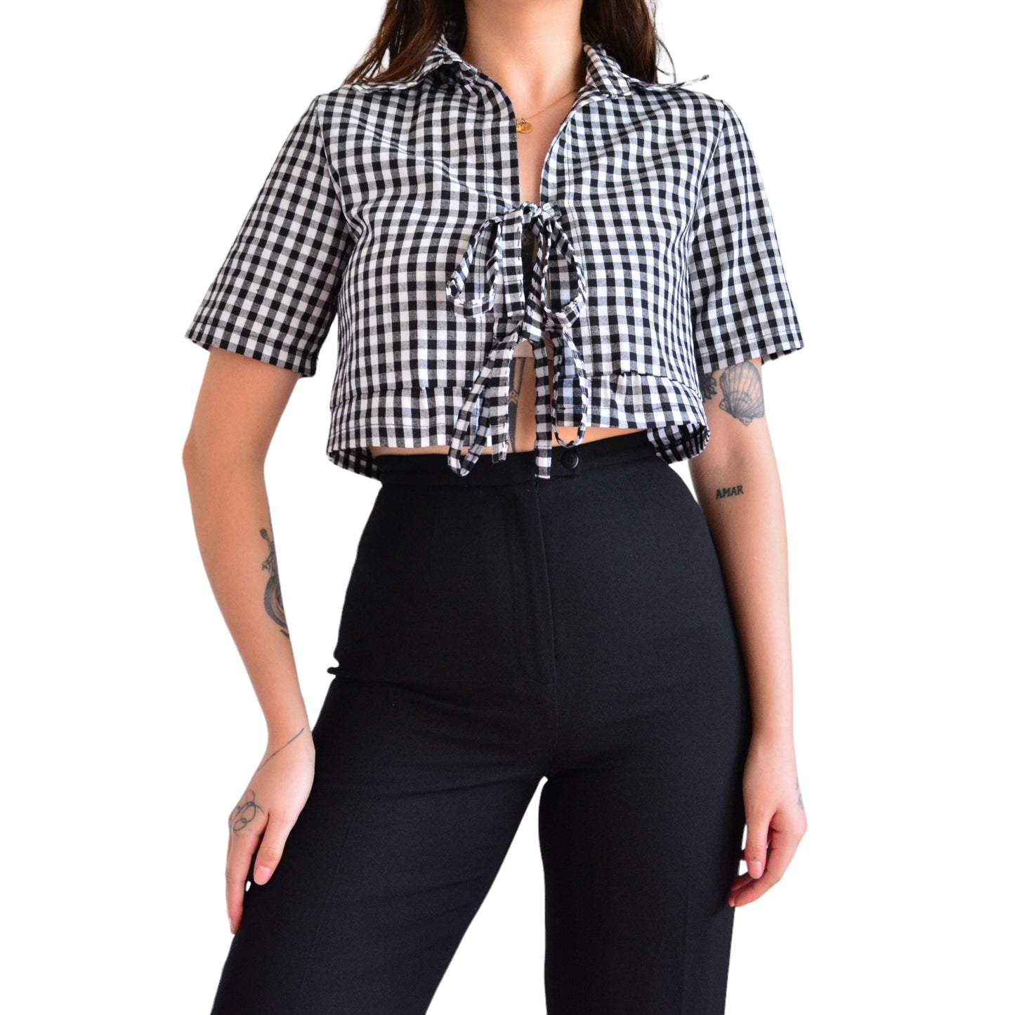 Blusa de cuadros upcycling