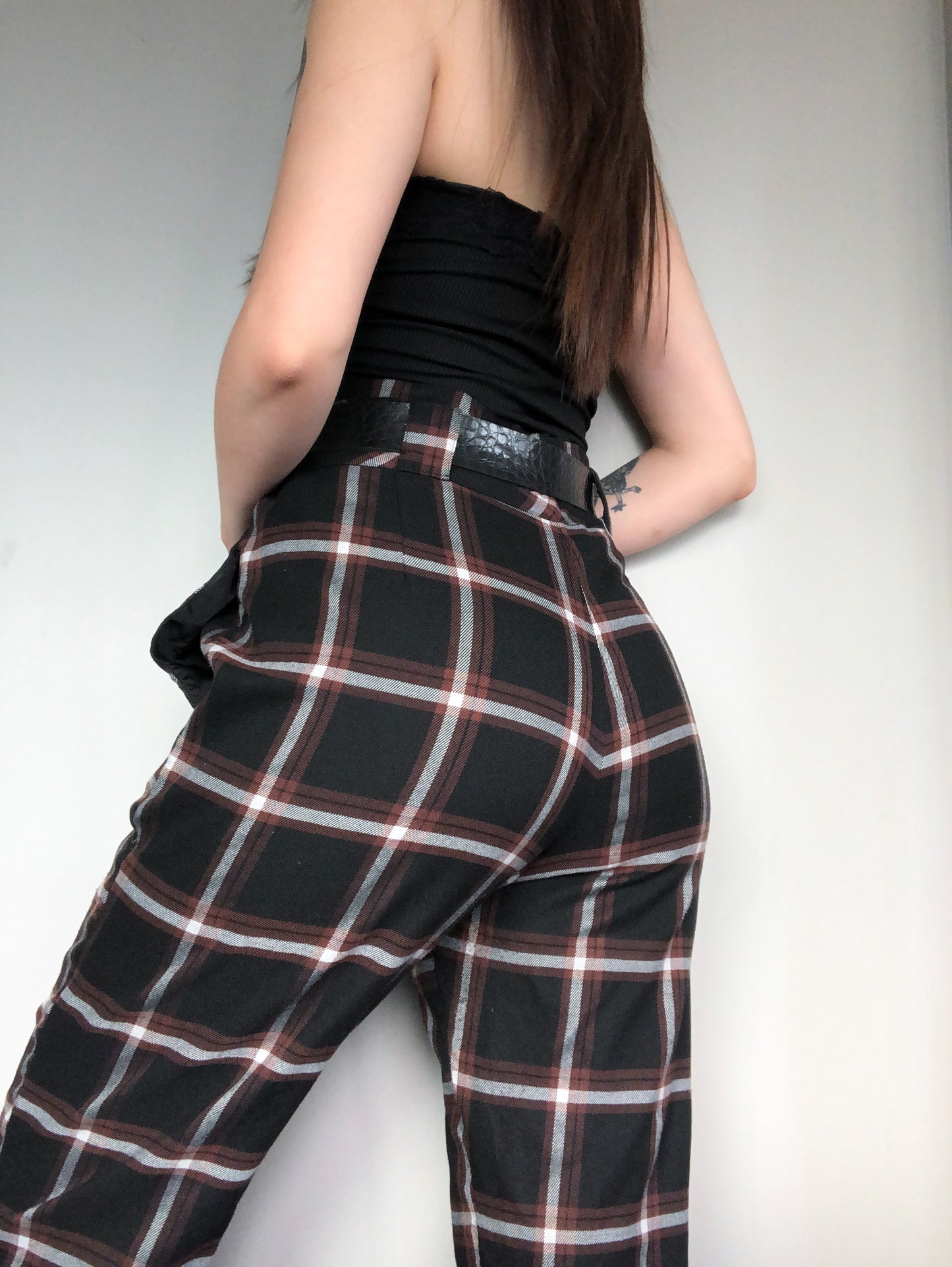 Trouser cuadriculado tiro alto
