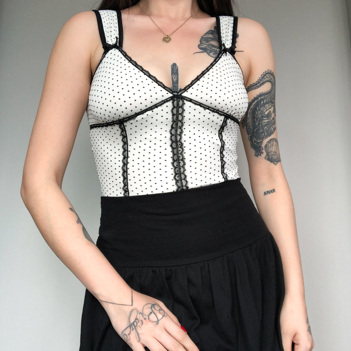 Blusa polka dots encaje