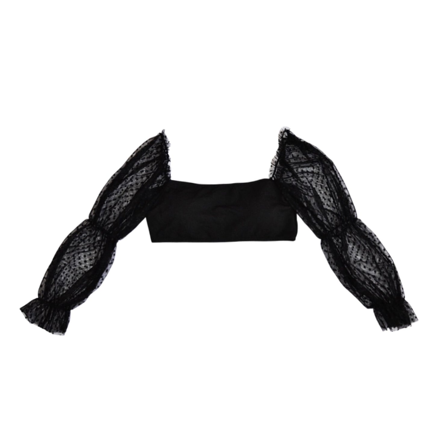 Top negro con mangas mesh