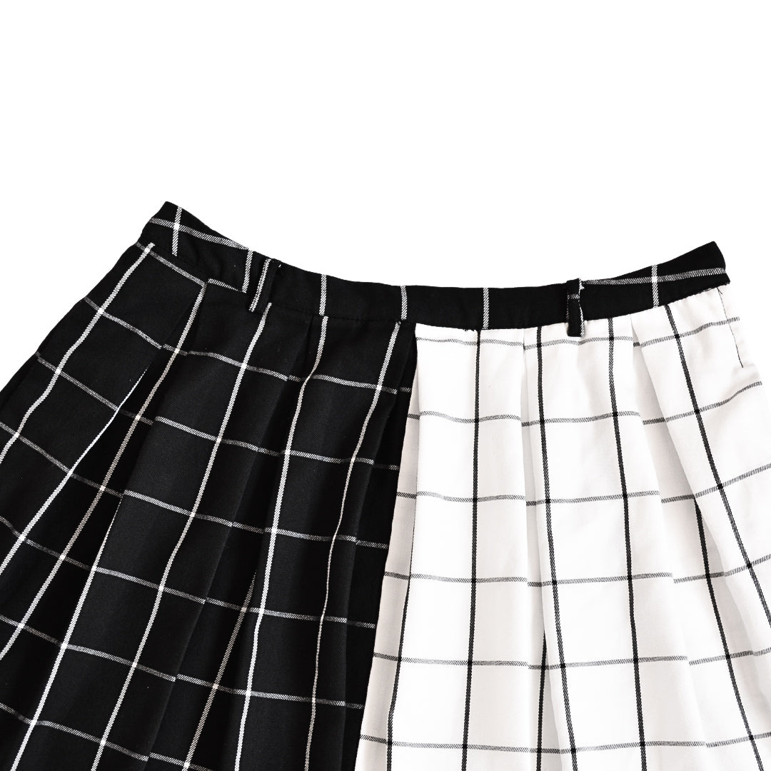 Falda plaid bicolor B&W con bolsas