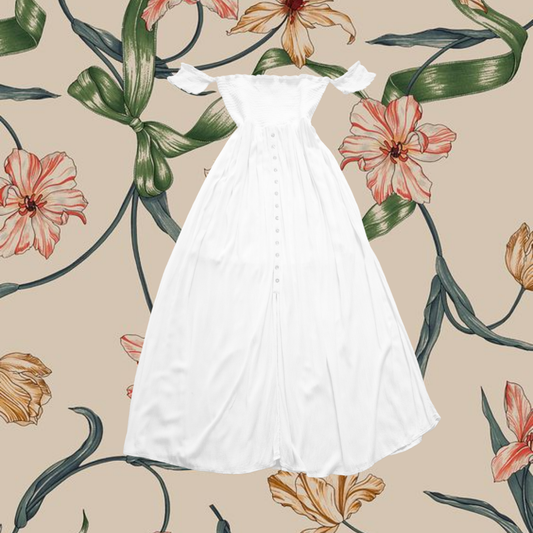 Vestido largo blanco con botones