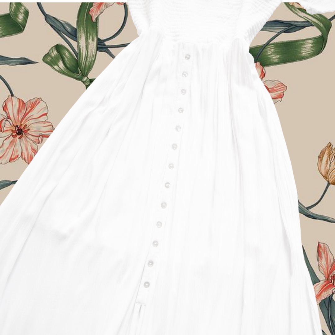 Vestido largo blanco con botones