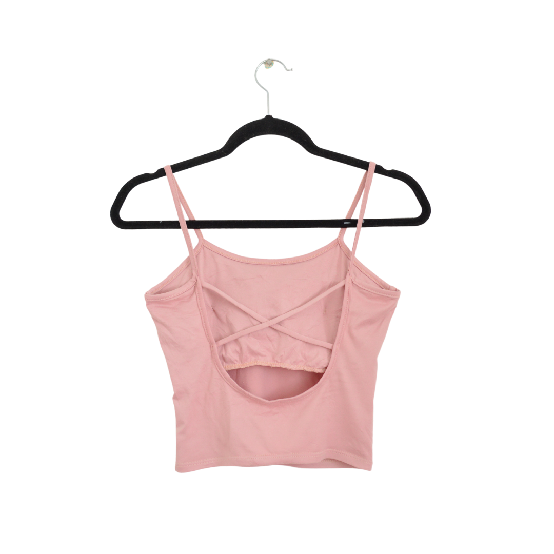 Top rosa palo con escote cruzado