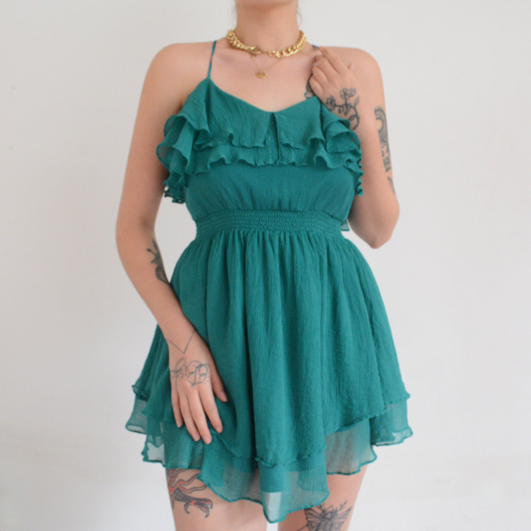 Vestido de seda verde