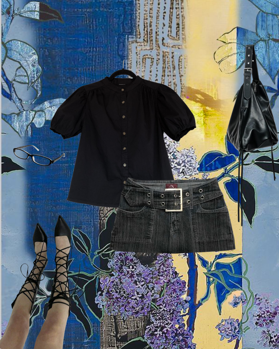 Blusa negra mangas globo