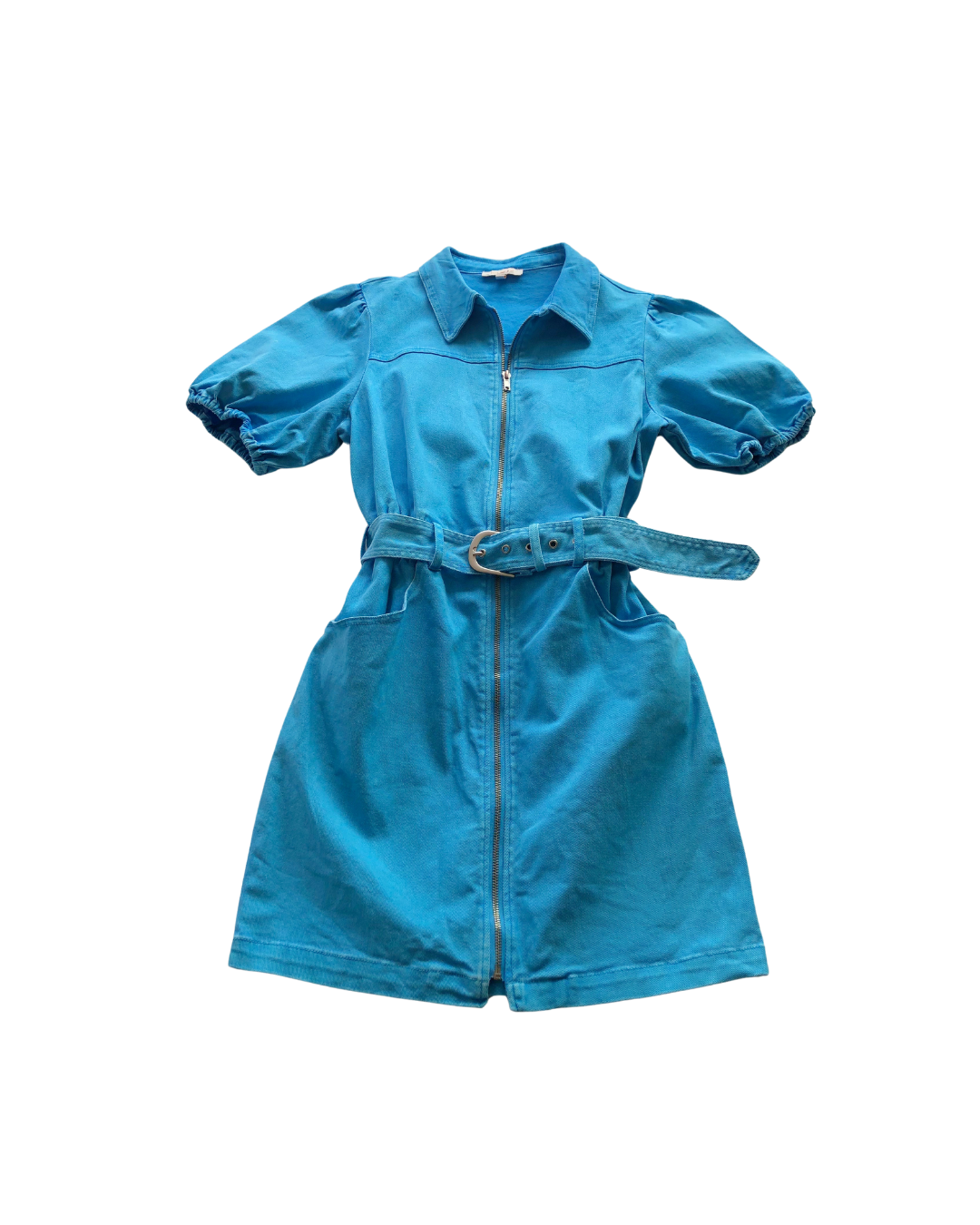 Vestido denim azul con cinturón