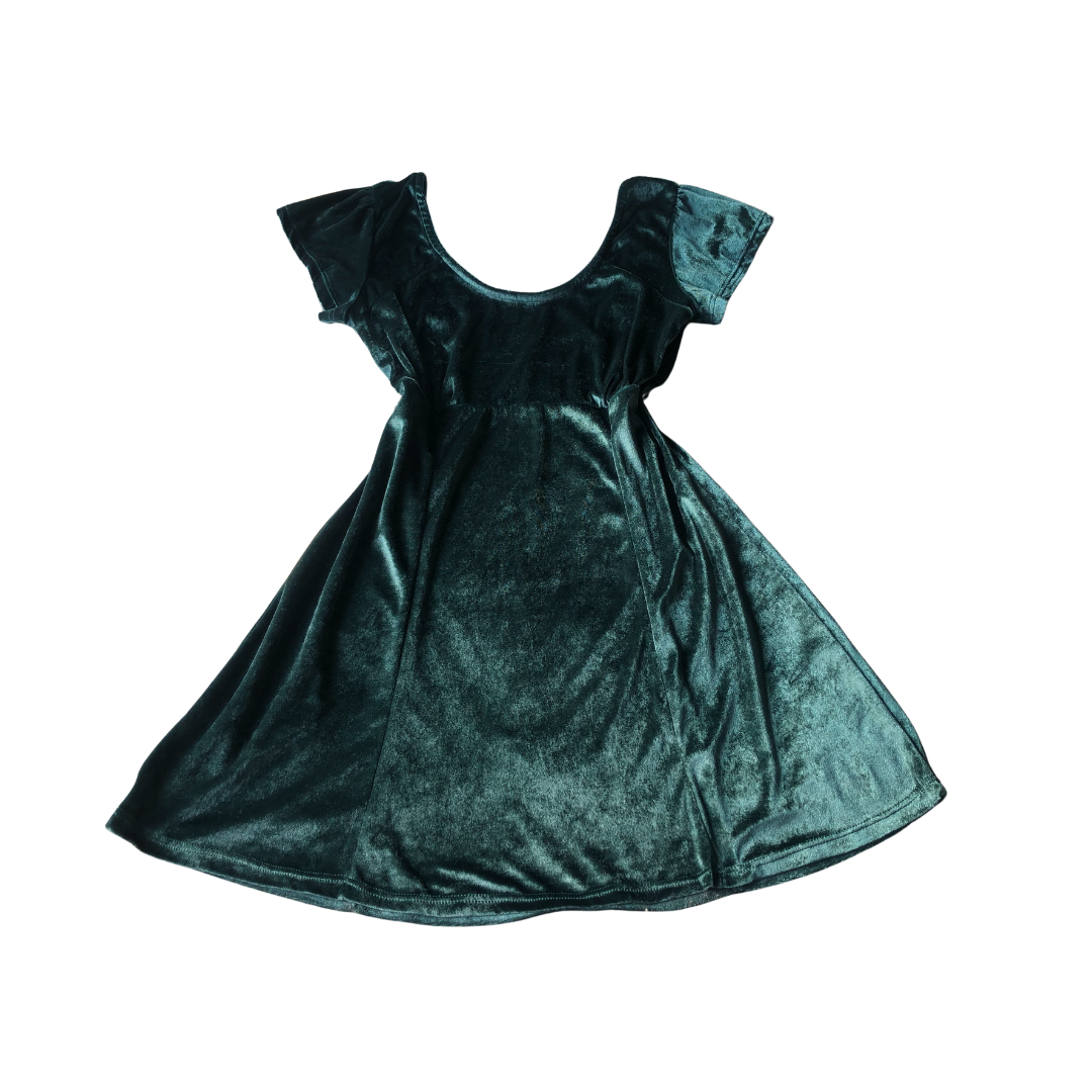 Vestido velvet verde hoja