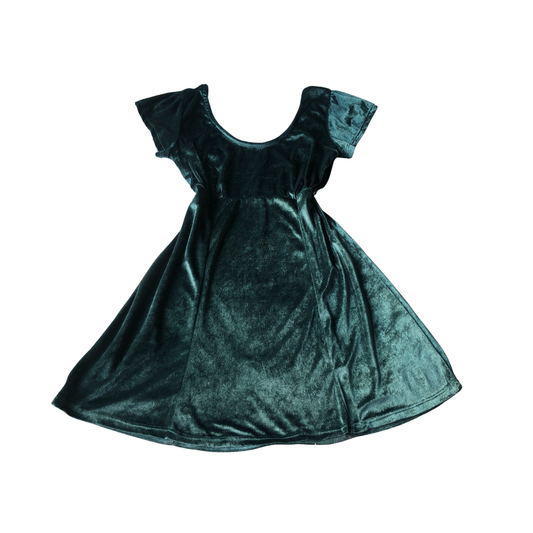 Vestido velvet verde hoja