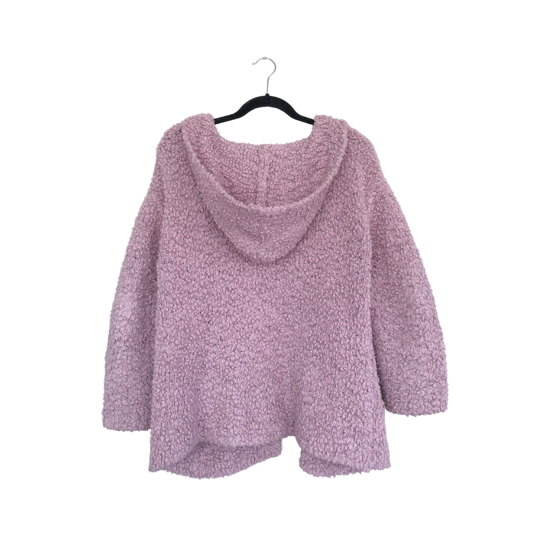Cardigan rosa con capucha