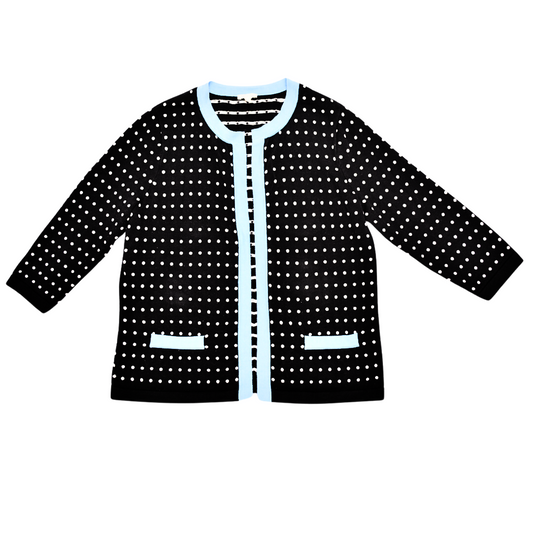 Cardigan polka dots negro con azul