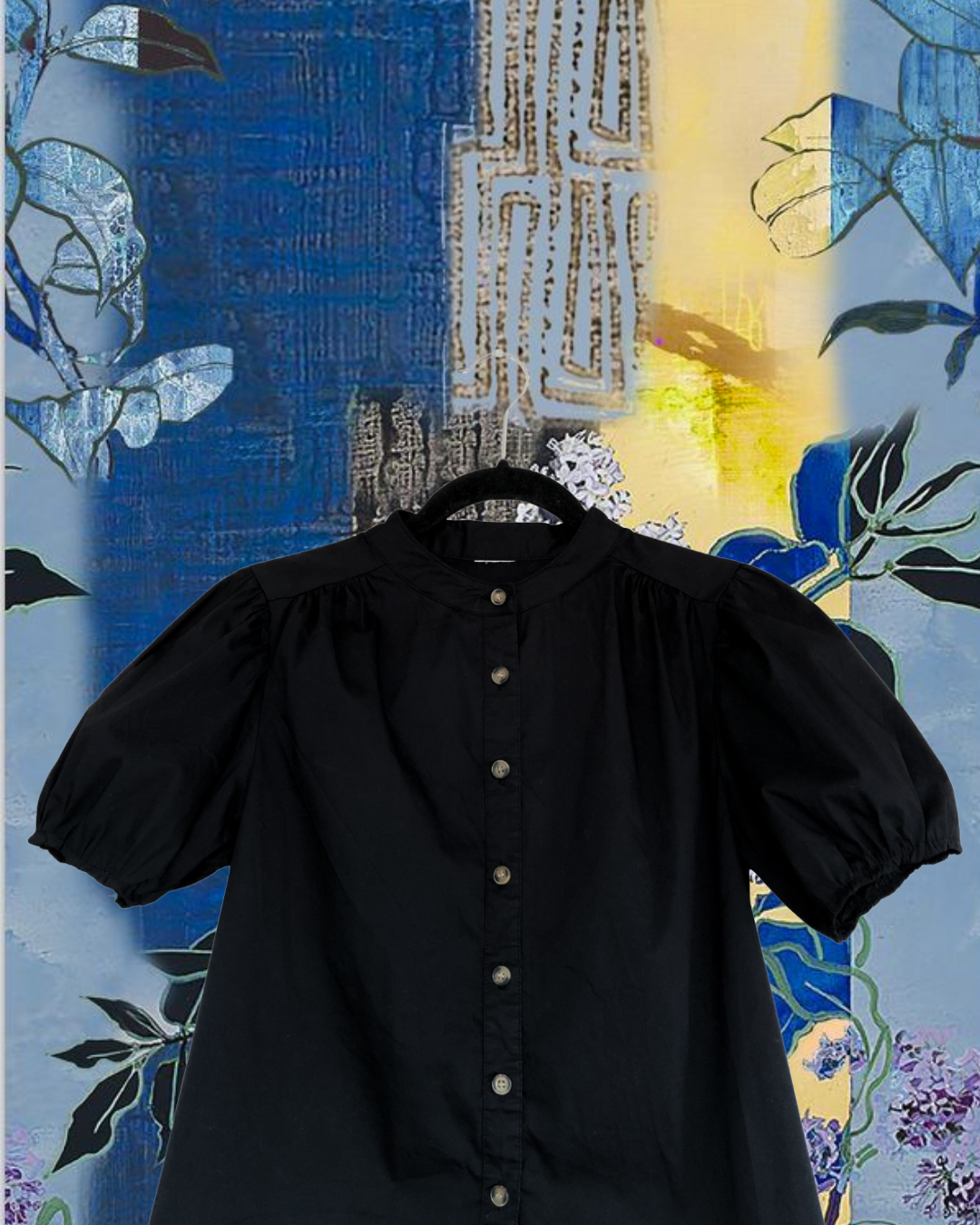 Blusa negra mangas globo