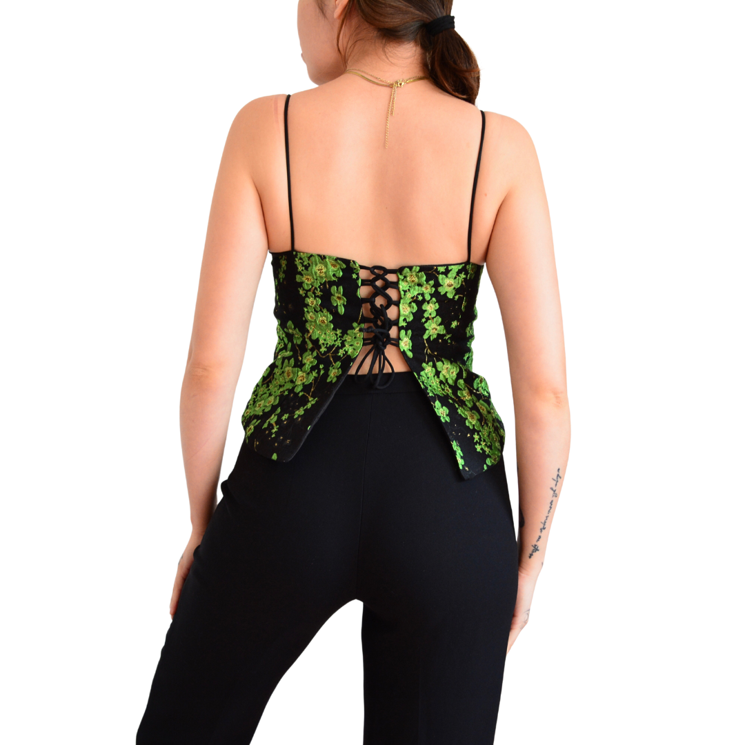 Blusa vintage con bordado y aberturas