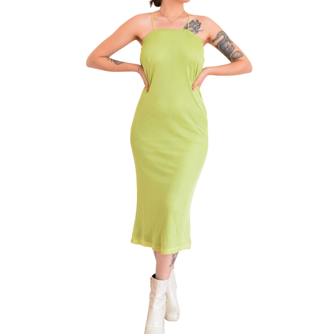 Vestido verde de malla mesh