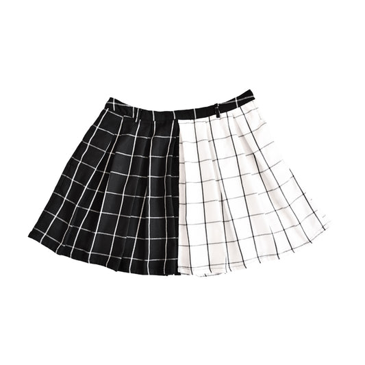 Falda plaid bicolor B&W con bolsas