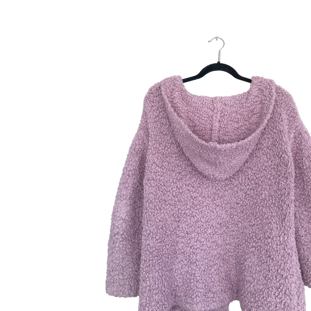 Cardigan rosa con capucha