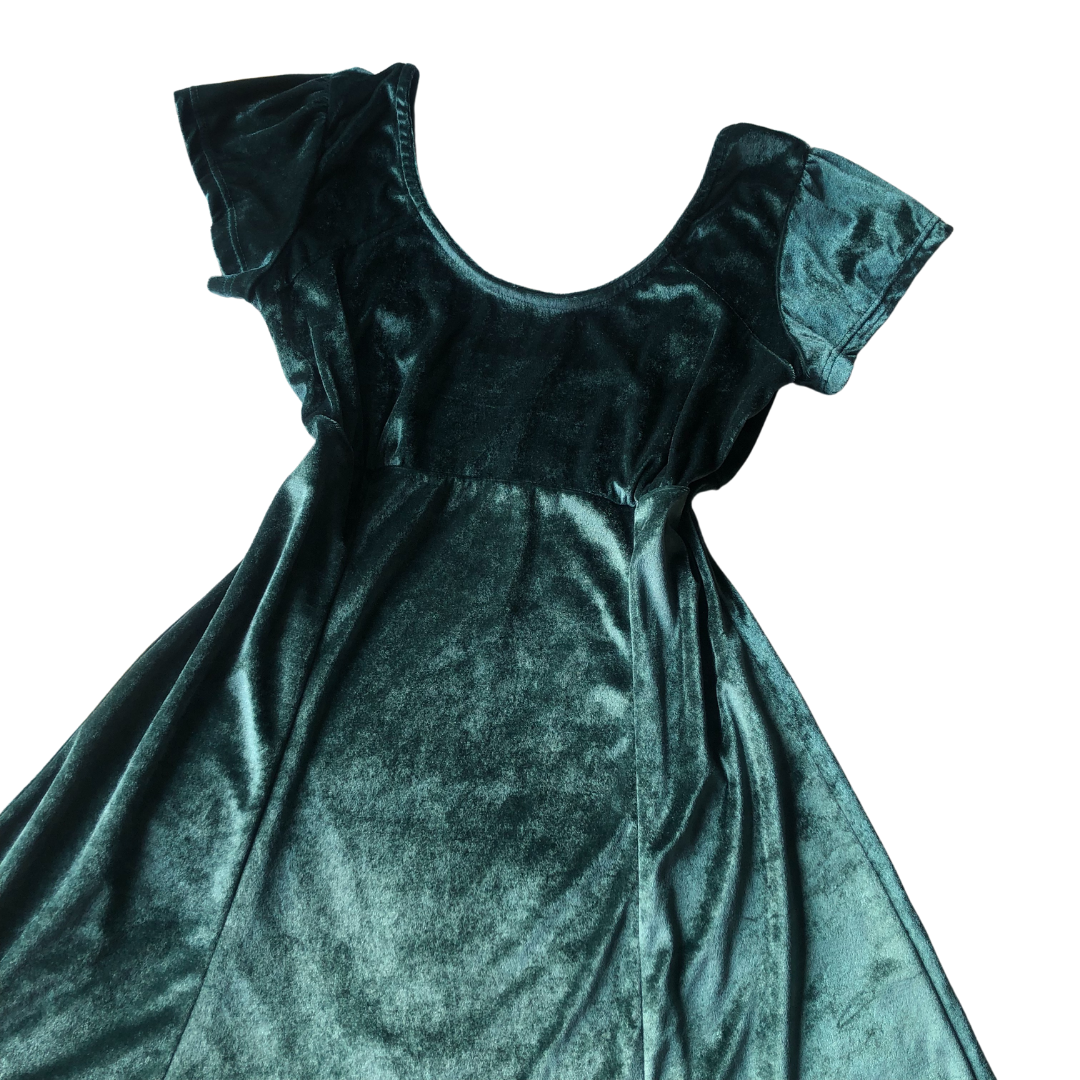 Vestido velvet verde hoja