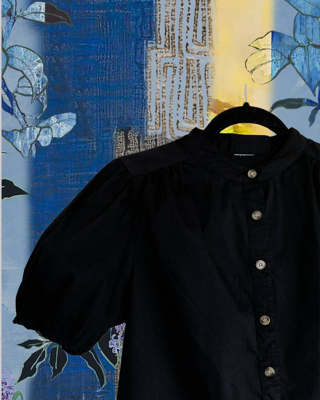 Blusa negra mangas globo