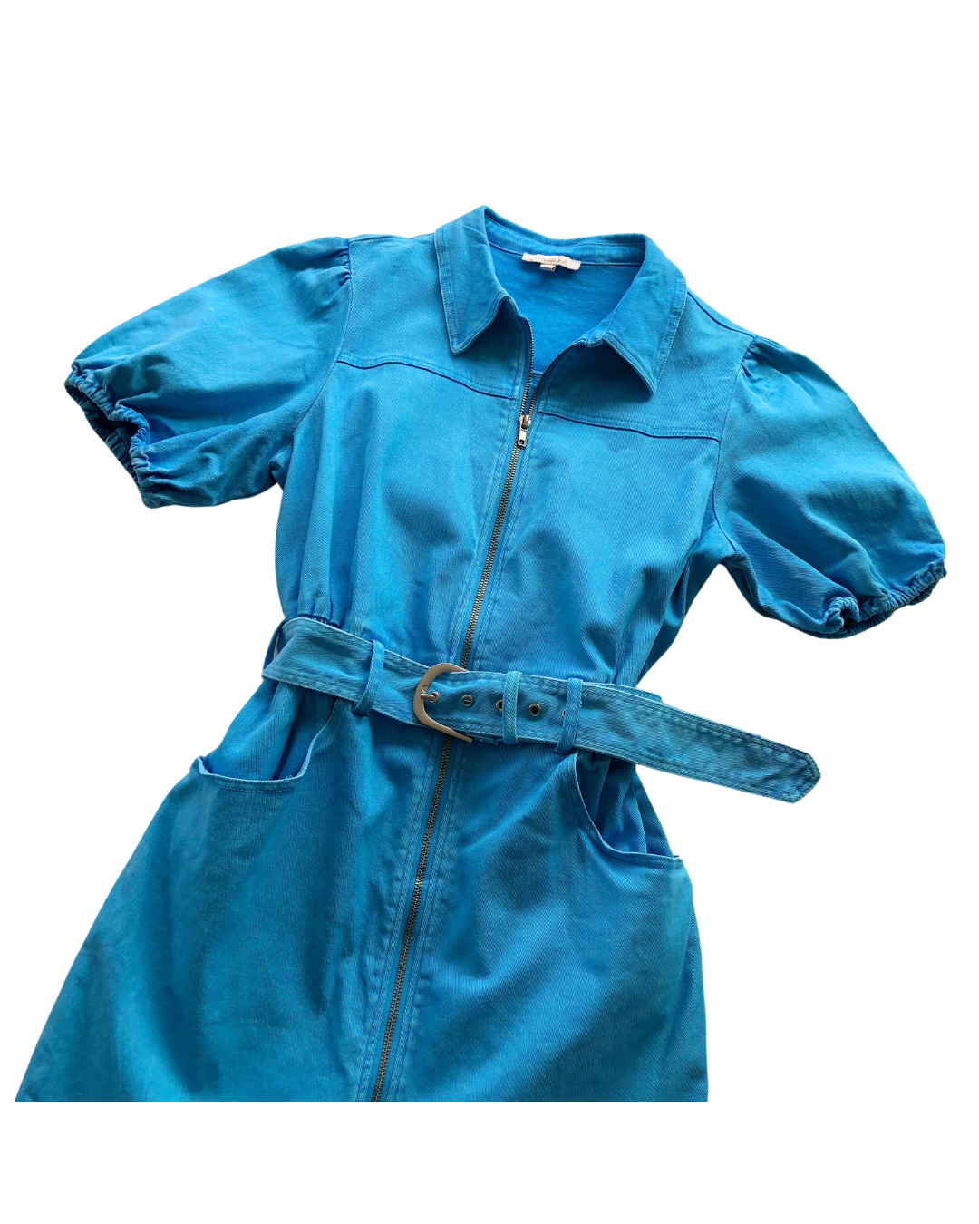 Vestido denim azul con cinturón