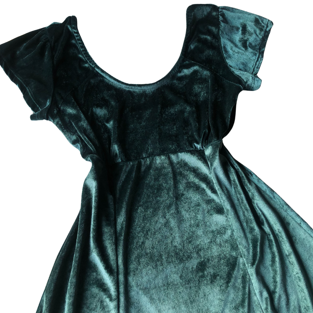 Vestido velvet verde hoja