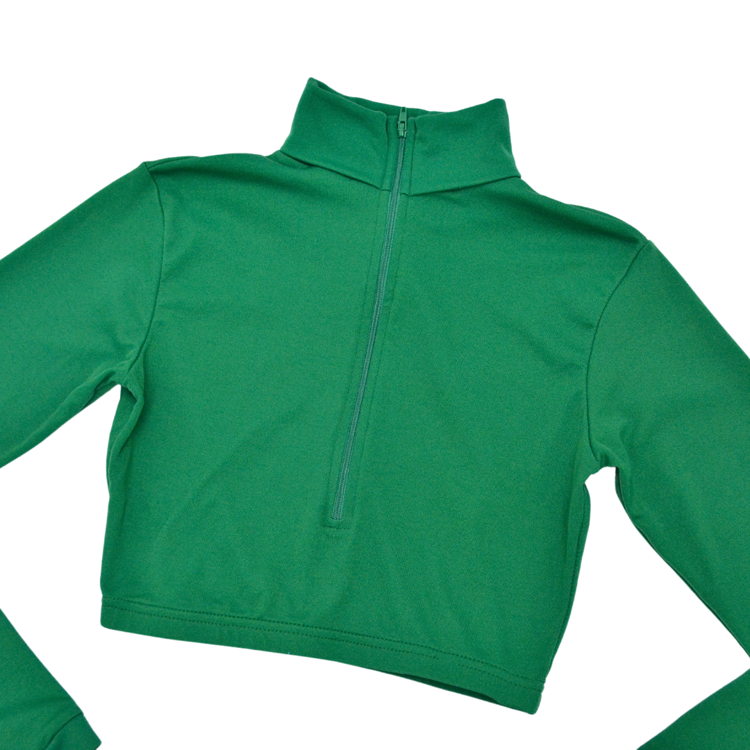 Top verde manga larga y cuello alto