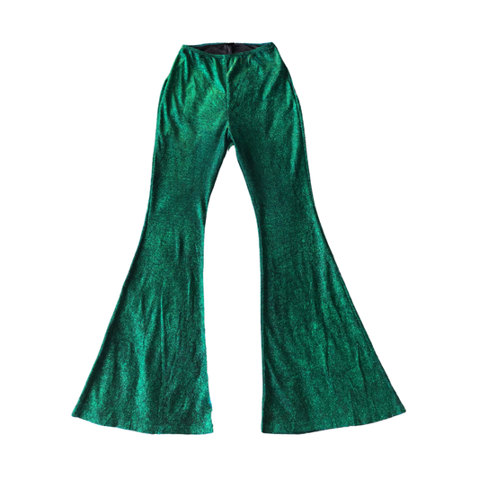 Pantalón flared con brillos tornasol