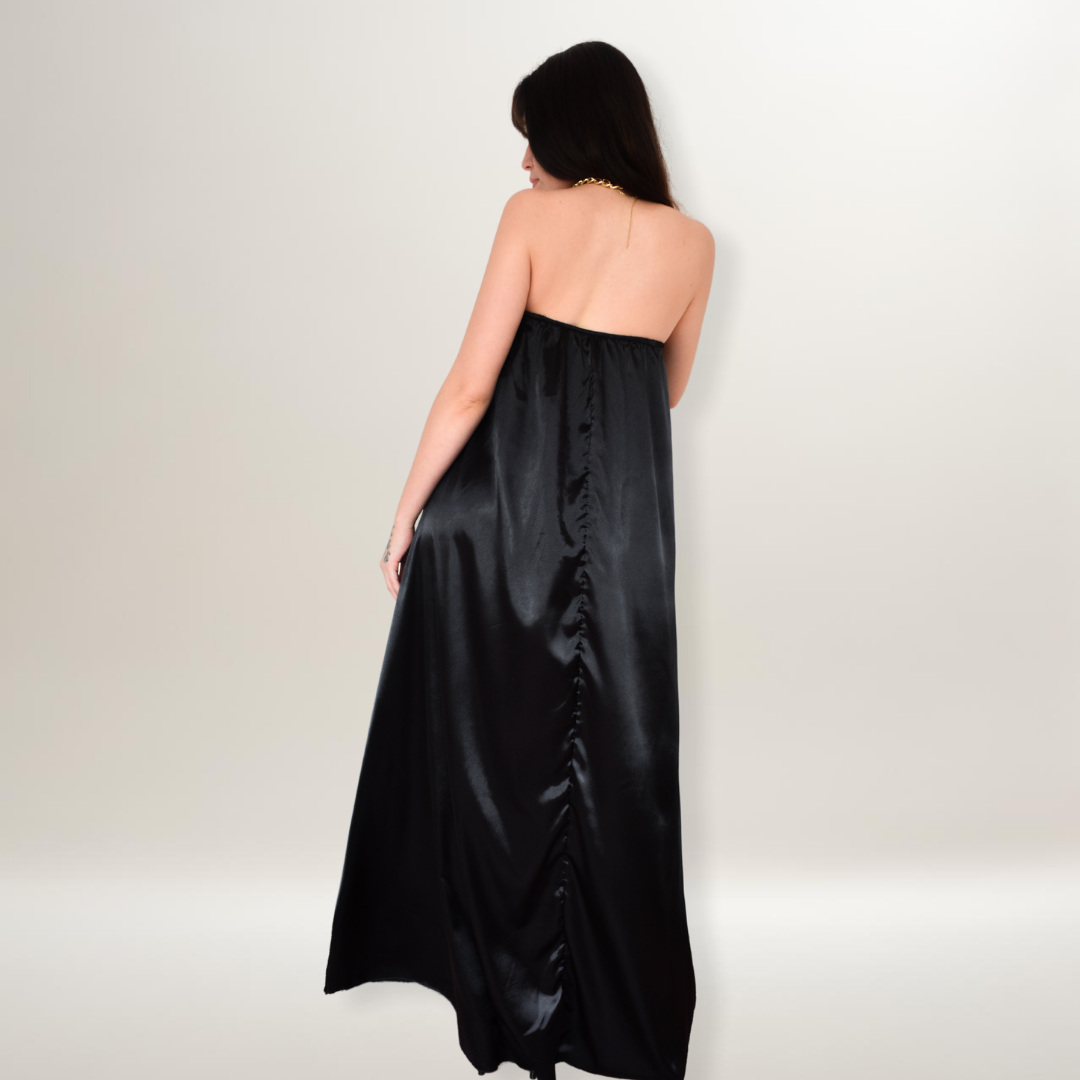Vestido negro satinado