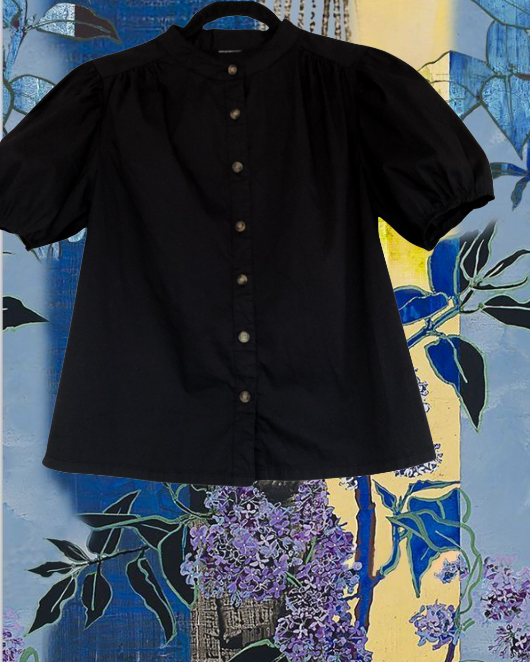 Blusa negra mangas globo